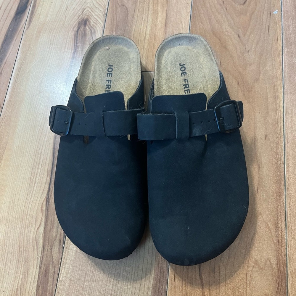 Black Buckle Clogs
